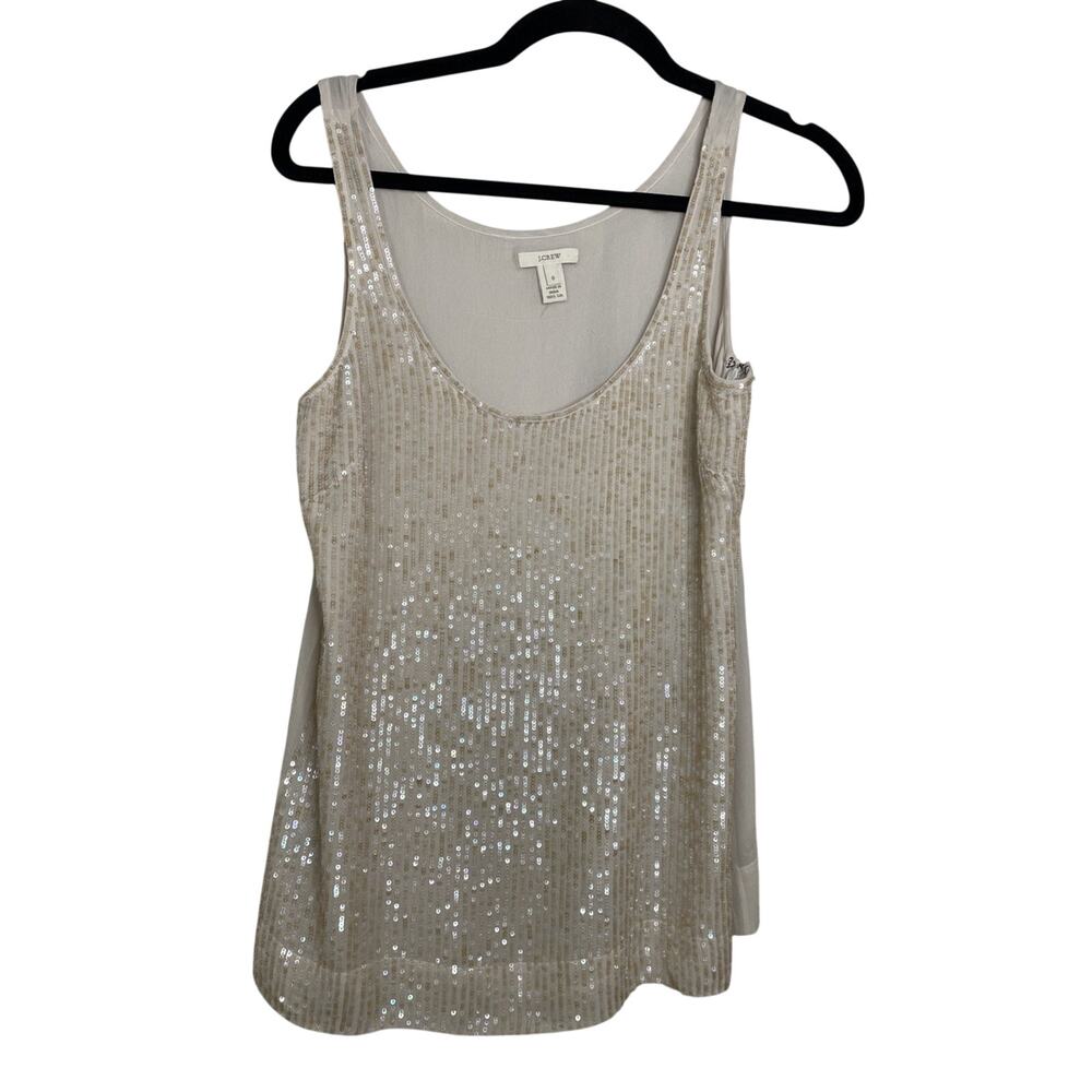 J. Crew Collection Womens Tank Top Size 0 Blouse -Gold 100% Silk Sequin Sheer